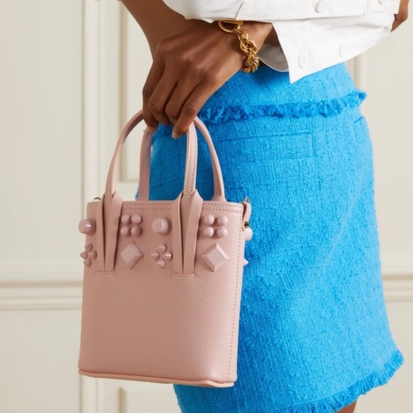 🆕 CHRISTIAN LOUBOUTIN Calfskin Empire Spike Studded Mini NorthSouth Cabata Tote - Picture 5 of 12